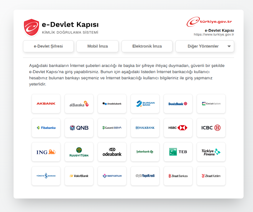 Banka ile giriş